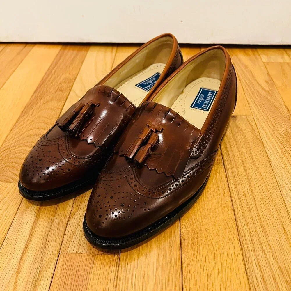 NEW Bostonian Classics Men's Shoes 9.5 Tassel Loafers Kiltie Burgundy Slip On